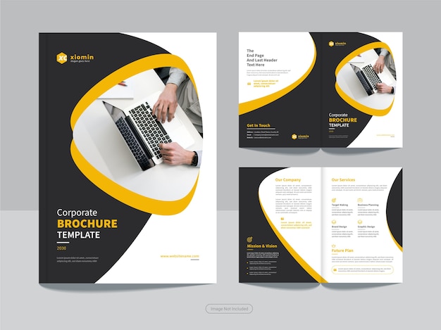 Vector plantilla de diseño de folleto comercial bi fold corporativo limpio