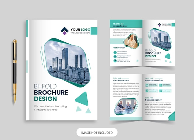 Vector plantilla y diseño de folleto corporativo bifold