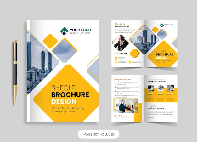 Vector plantilla y diseño de folleto corporativo bifold