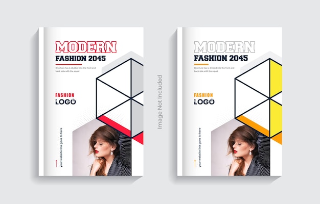 Plantilla de diseño de folleto de moda tema de diseño de portada de libro colorido o portada de revista