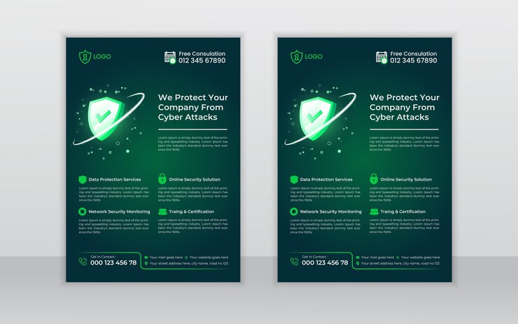 plantilla de diseño de folleto de seguridad cibernética