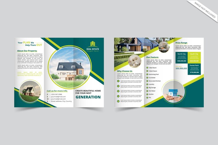 plantilla de diseño de folleto triplo de bienes raíces