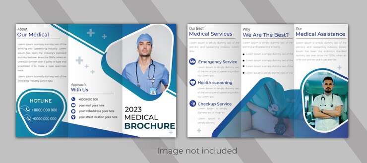 Plantilla de diseño de folleto tríptico de atención médica