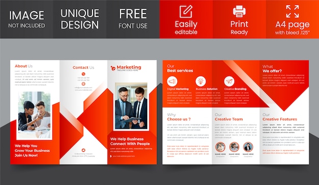 Plantilla de diseño de folleto tríptico corporativo