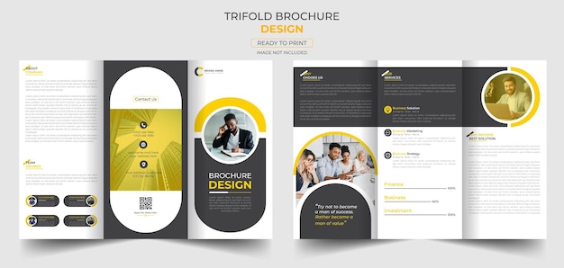 Plantilla de diseño de folleto tríptico de negocios corporativos