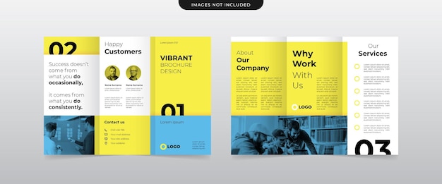 plantilla de diseño de folleto tríptico de negocios vibrante moderno