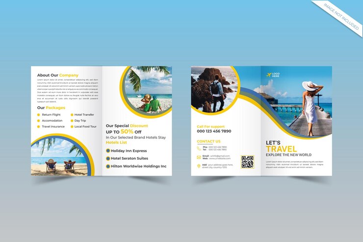 plantilla de diseño de folleto de viaje plegable