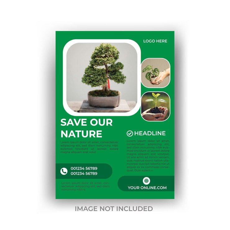 plantilla de diseño de folletos creativos y de naturaleza