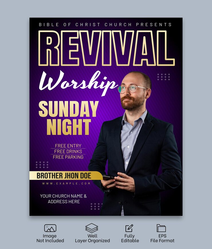Vector plantilla de diseño de folletos de redes sociales de la iglesia