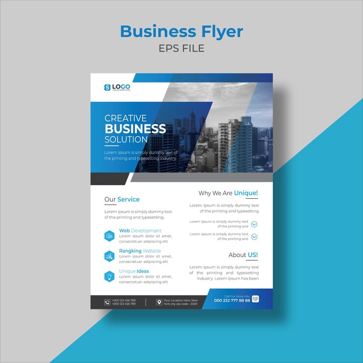 plantilla de diseño de folletos de soluciones creativas para negocios