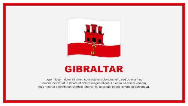 Plantilla de diseño de fondo abstracto de la bandera de Gibraltar Bandera del día de la independencia de Gibraltar Ilustración vectorial de redes sociales Bandera de Gibraltar