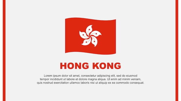 Plantilla de diseño de fondo abstracto de la bandera de hong kong banner del día de la independencia de hong kong ilustración vectorial de redes sociales dibujos animados de hong kong