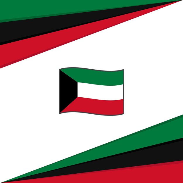 Plantilla de diseño de fondo abstracto de la bandera de Kuwait Banner del día de la independencia de Kuwait Publicación en redes sociales Bandera de Kuwait