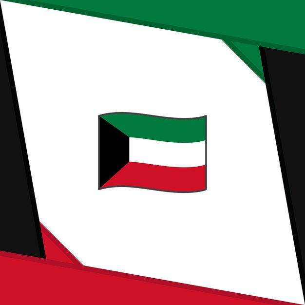 Plantilla de diseño de fondo abstracto de la bandera de Kuwait Banner del día de la independencia de Kuwait Publicación en redes sociales Dibujos animados de Kuwait