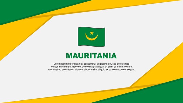 Plantilla de diseño de fondo abstracto de bandera de Mauritania Día de la Independencia de Mauritania Banner Fondo de ilustración vectorial de dibujos animados