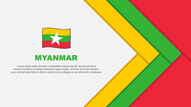 Plantilla de diseño de fondo abstracto de la bandera de Myanmar Bandera del día de la independencia de Myanmar Ilustración vectorial de dibujos animados Ilustración de Myanmar