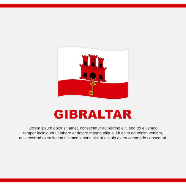 Plantilla de diseño de fondo de la bandera de Gibraltar Banner del día de la independencia de Gibraltar Publicación en redes sociales Diseño de Gibraltar