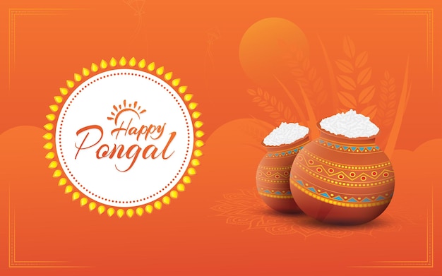 Plantilla de diseño de fondo de celebración del festival feliz pongal