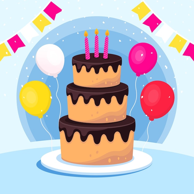 Vector plantilla de diseño de fondo de cumpleaños con delicioso pastel