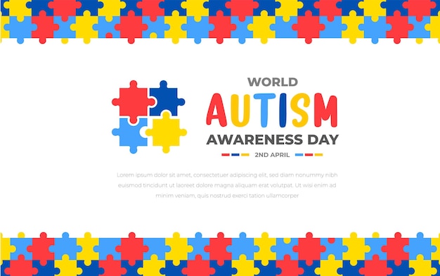 Vector plantilla de diseño de fondo del día mundial de concientización sobre el autismo banner de rompecabezas colorido del día mundial del autismo