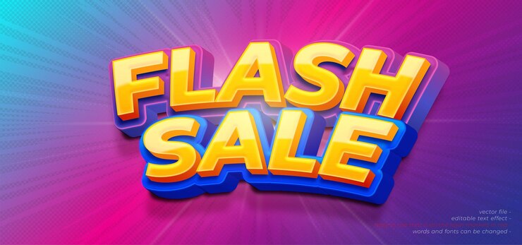 Vector plantilla de diseño de fondo de efecto de texto 3d de venta flash