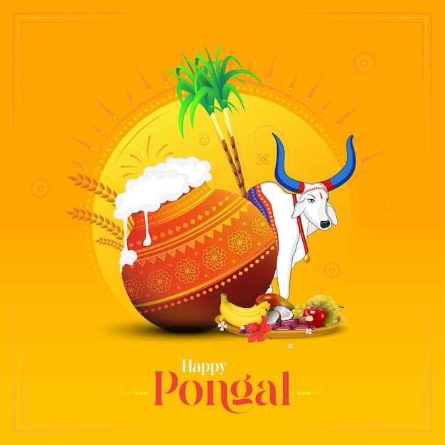 Vector plantilla de diseño de fondo del festival indio happy pongal