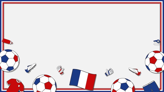 Plantilla de diseño de fondo de fútbol ilustración de vector de dibujos animados de fútbol fútbol en francia