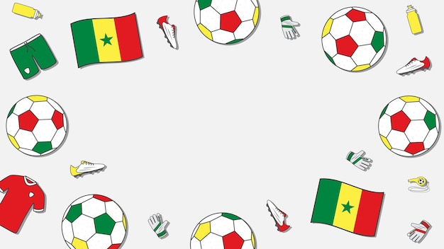 Plantilla de diseño de fondo de fútbol torneo de ilustración vectorial de dibujos animados de fútbol en senegal