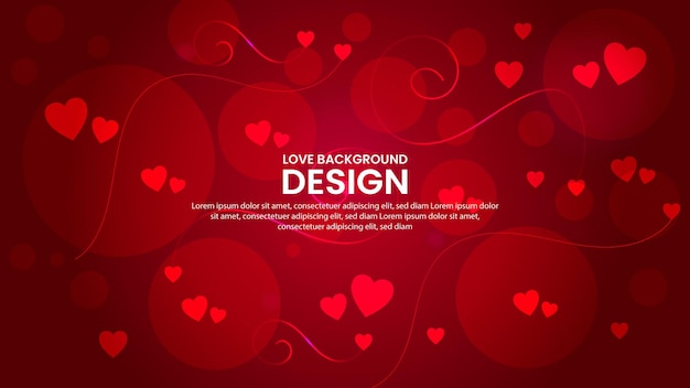 Plantilla de diseño de fondo de ilustración de vector rojo de forma de amor