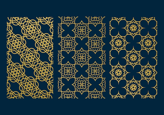 Plantilla de diseño de fondo de lujo árabe en color dorado con estrella o concepto de arte de línea floral