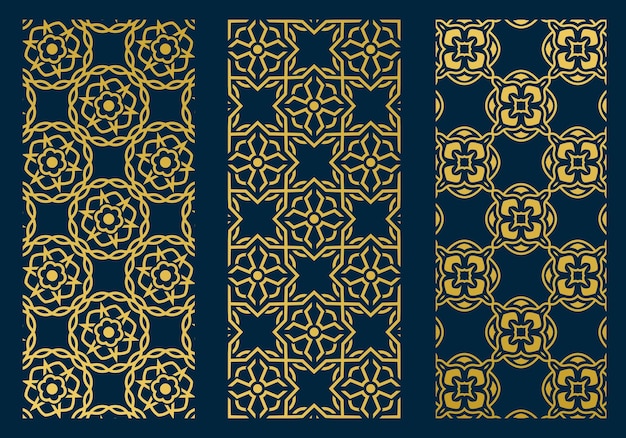 Plantilla de diseño de fondo de lujo árabe en color dorado con estrella o concepto de arte de línea floral