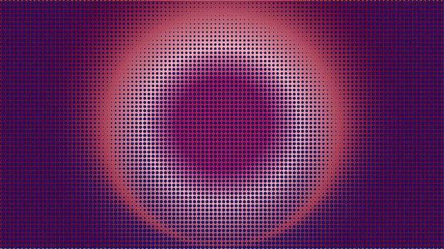 Vector plantilla de diseño de fondo de medios tonos radiales ilustración de patrón de puntos de anillo abstracto en degradado de color neón blanco rosa naranja magenta violeta púrpura azul gradación