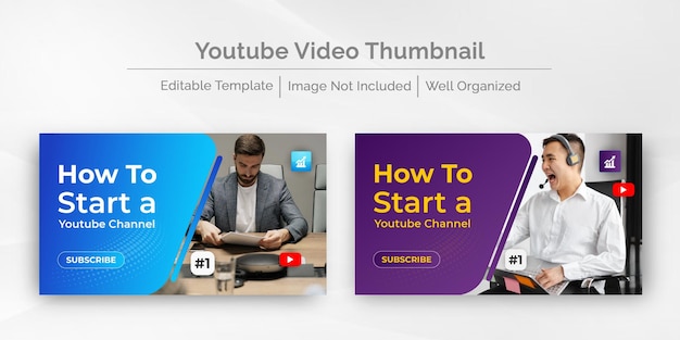 Vector plantilla de diseño de fondo de miniatura de youtube moderno de vector