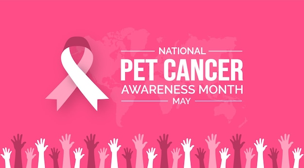 Plantilla de diseño de fondo o banner del mes de concientización sobre el cáncer de mascotas celebrada en mayo