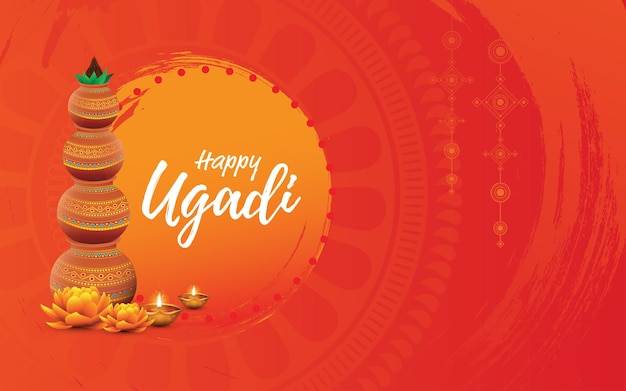 Plantilla de diseño de fondo de vector de festival Ugadi feliz
