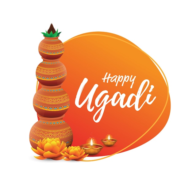 Plantilla de diseño de fondo de vector de festival Ugadi feliz