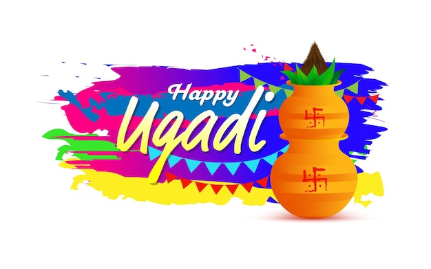 Plantilla de diseño de fondo de vector de festival Ugadi feliz