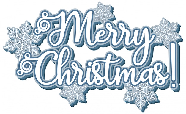 Plantilla de diseño de fuente para feliz navidad con copos de nieve
