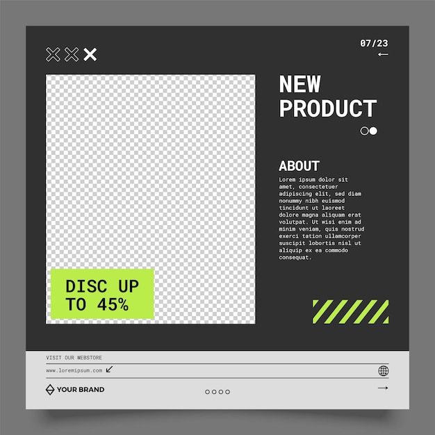 plantilla de diseño futurista, estilo industrial de diseño cuadrado
