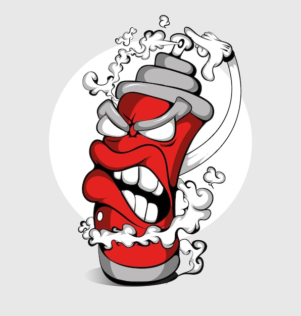 Plantilla de diseño de graffiti de botella de spray enojado para camiseta