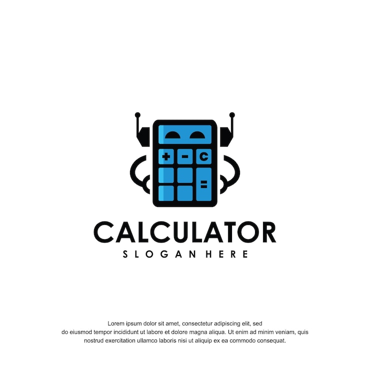 Vector plantilla de diseño gráfico de calculadora de logotipo de robot