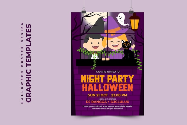 Plantilla de diseño gráfico de halloween simple y elegante que es fácil de personalizar