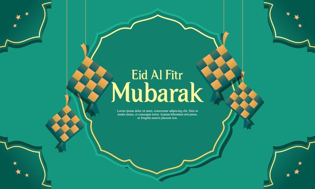 Plantilla de diseño gráfico de ilustración de eid alfitr ramadan realista