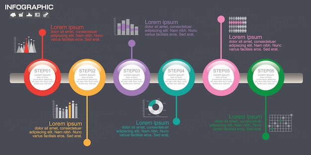 Plantilla de diseño de gráfico de infografía de línea de tiempo.