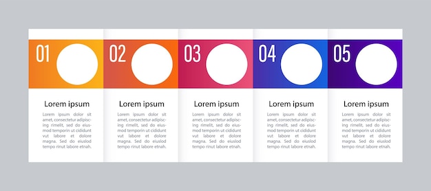 Plantilla de diseño de gráfico infográfico de actividades cotidianas Infochart abstracto con espacio de copia Gráficos instructivos de 5 pasos Presentación de datos visuales Acumin Myriad Variable Concept fonts used