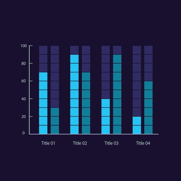 Plantilla de diseño de gráfico infográfico agrupado para tema oscuro