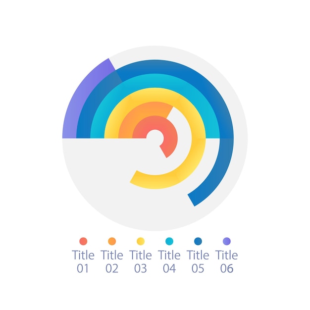 Plantilla de diseño de gráfico infográfico de barra radial con seis categorías