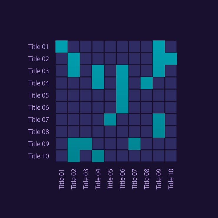 Vector plantilla de diseño de gráfico infográfico de cuadrados para tema oscuro