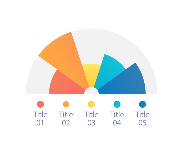 Plantilla de diseño de gráfico infográfico de semicírculo con cinco sectores