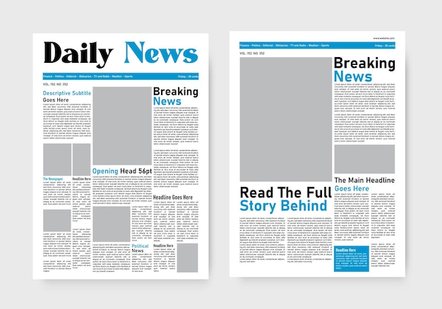 plantilla de diseño gráfico de periódico diario